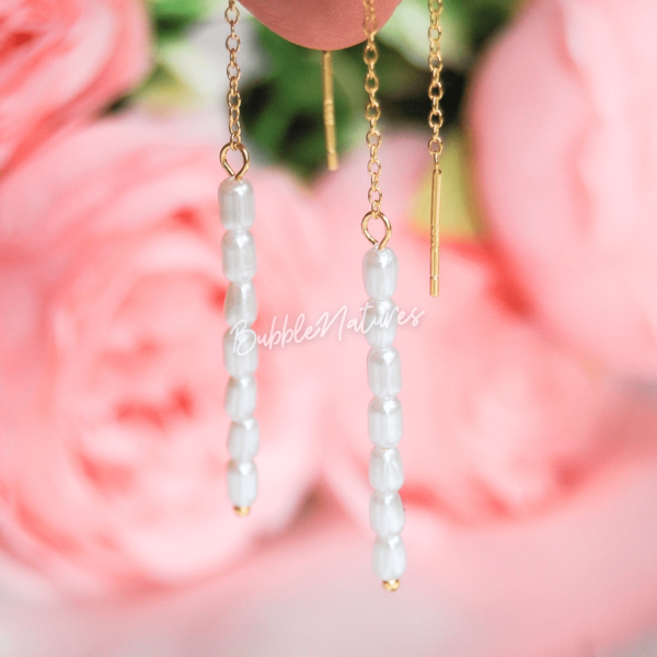 Pearl Threader Earrings Jewellery for Women Dangling Earring Set Gift - Bubblenatures