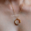 Sparkling Zircon Circle Pendant Necklace - Delicate Gift for Her - Bubblenatures