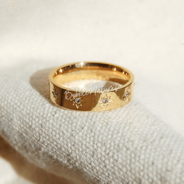 Shine Bright with 18k Gold Plated Starburst Ring • Elegant Women's Jewellery