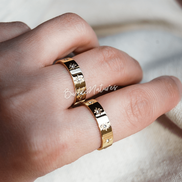 Shine Bright with 18k Gold Plated Starburst Ring • Elegant Women's Jewellery