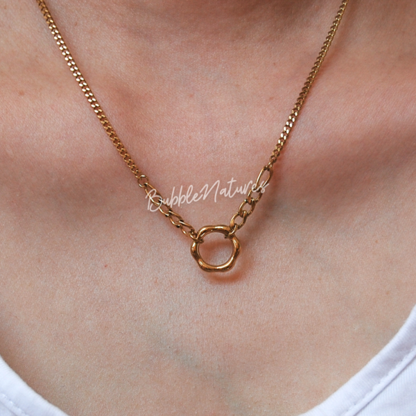 Ring Chain Necklace, Summer Jewellery, Gold Plated, Statement Necklace - Bubblenatures