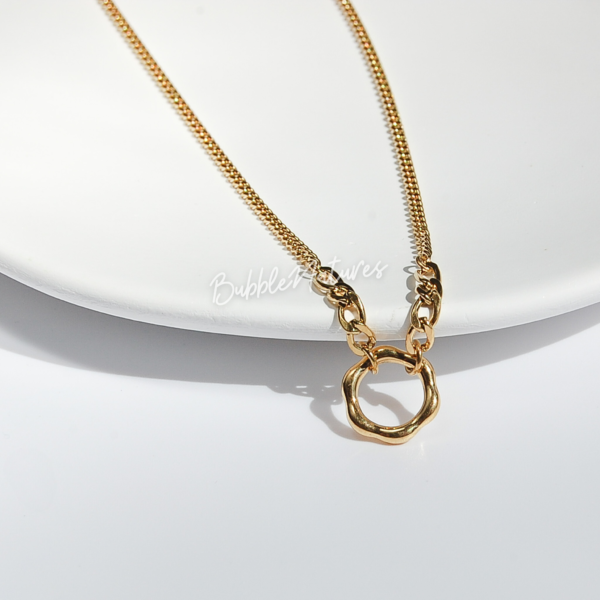 Ring Chain Necklace, Summer Jewellery, Gold Plated, Statement Necklace - Bubblenatures