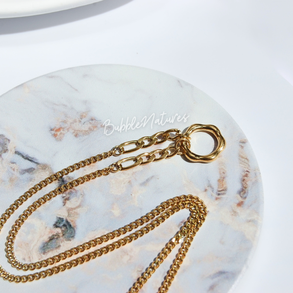 Ring Chain Necklace, Summer Jewellery, Gold Plated, Statement Necklace - Bubblenatures
